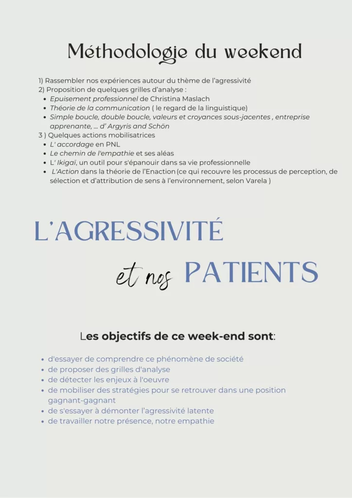 L'agressivité et nos patients